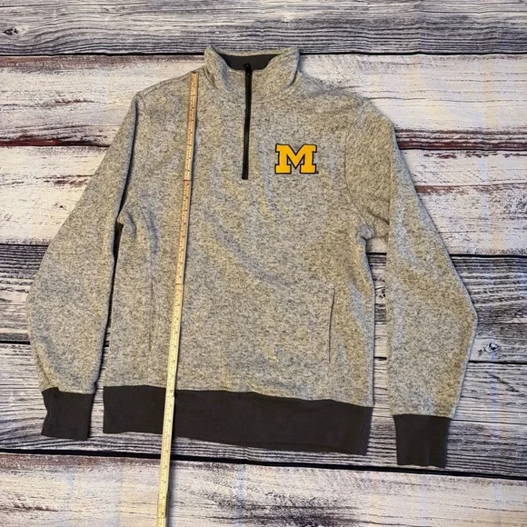 University of Michigan OTS Quarter Zip Pullover Gray Fleece Size Medium - Picture 2 of 7